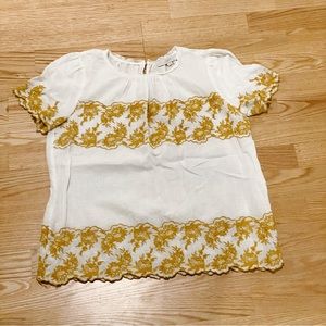 LOFT Floral Embroidered Linen Top